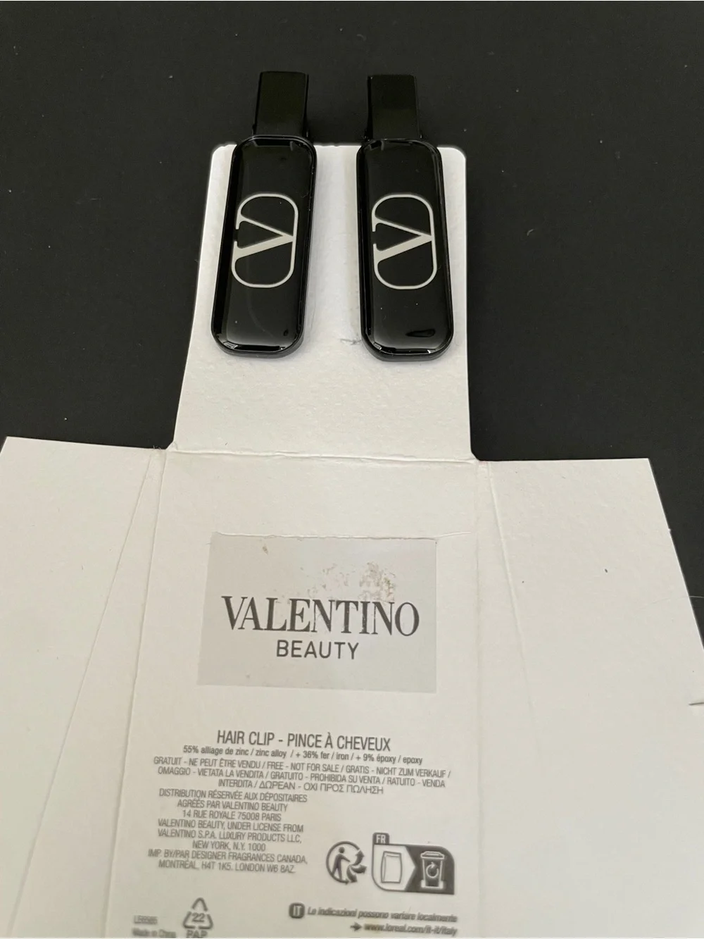 Valentino Black Logo Hair Clips (Set of 2)